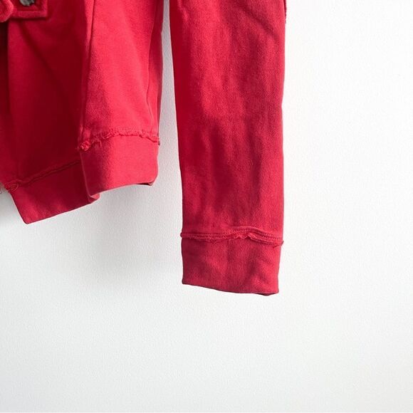 Sandwich Knit Blazer Buckle Red Raw Edges Elbow Patches Women's S Cardigan - Picture 3 of 8